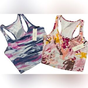 CALVIN KLEIN PERFORMANCE LOT OF TWO PRINTED RACERBACK WOMEN CROP TANK TOP SIZE M